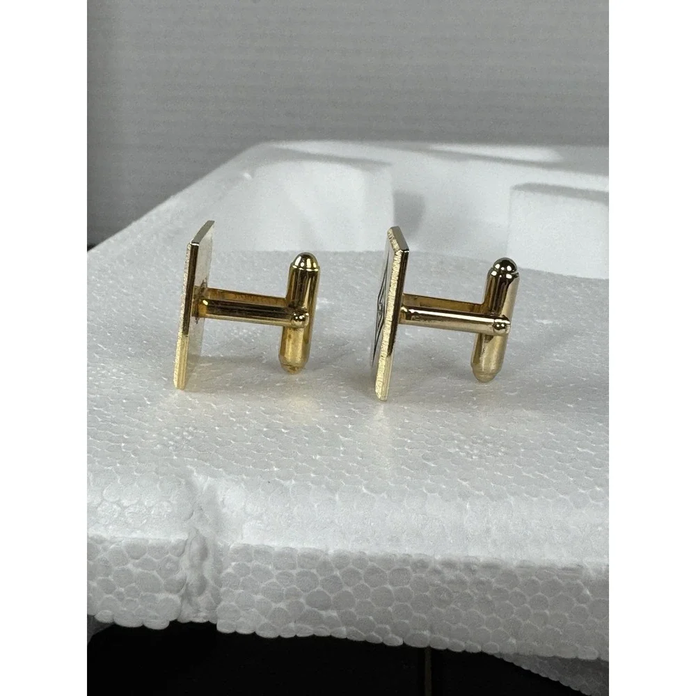 Anson gold tone rectangular cuff links and tie pin clear‎ stone